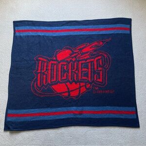 VTG 90s Biederlack Houston Rockets Logo Basketball Throw Blanket NBA 53x47” ‘94